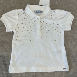 NWT Mayoral baby toddler girl sparkly star polo shirt